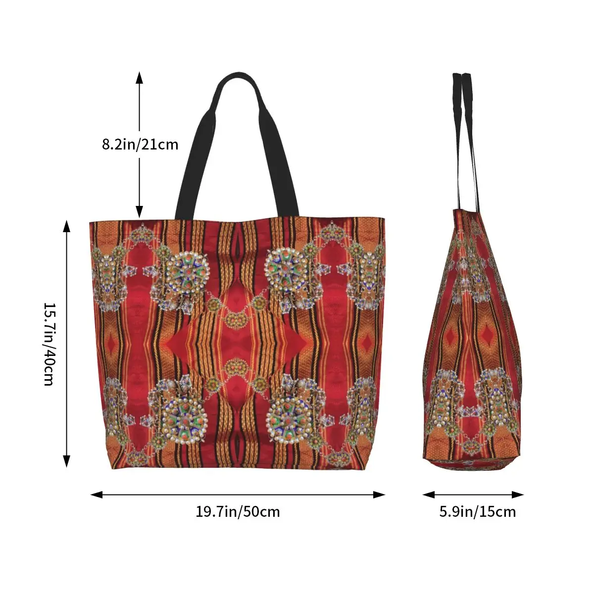 Fashion Amazigh Kabyle Jewelry Shopping Tote Bags Reusable Africa Berber Ethnic Style Groceries Canvas Shoulder Shopper Bag