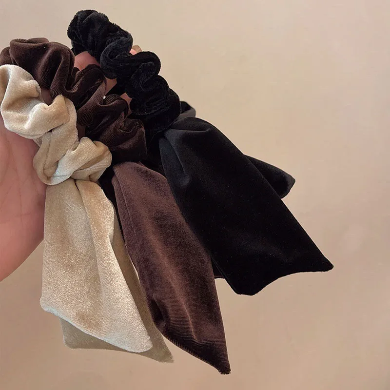 Vintage Bow Hair Ties Simple Versatile Plush Band Female Tie Hair Rope Elegant Hair Accessories for Girls Rope Korean Headwear