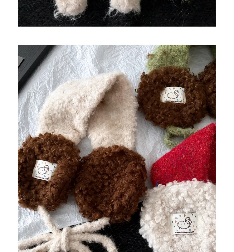 New Ins Style Contrast Color Strap Plush Earmuffs for Women Autumn Winter Cute Warm Outdoor Casual Versatile Headwear Ear Warmer