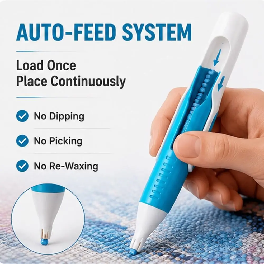 Portable Automatic Diamond Painting Pen Pick up Tool DIY Diamond Art Stylus Mechanical Dispensing Precision Placement view 4