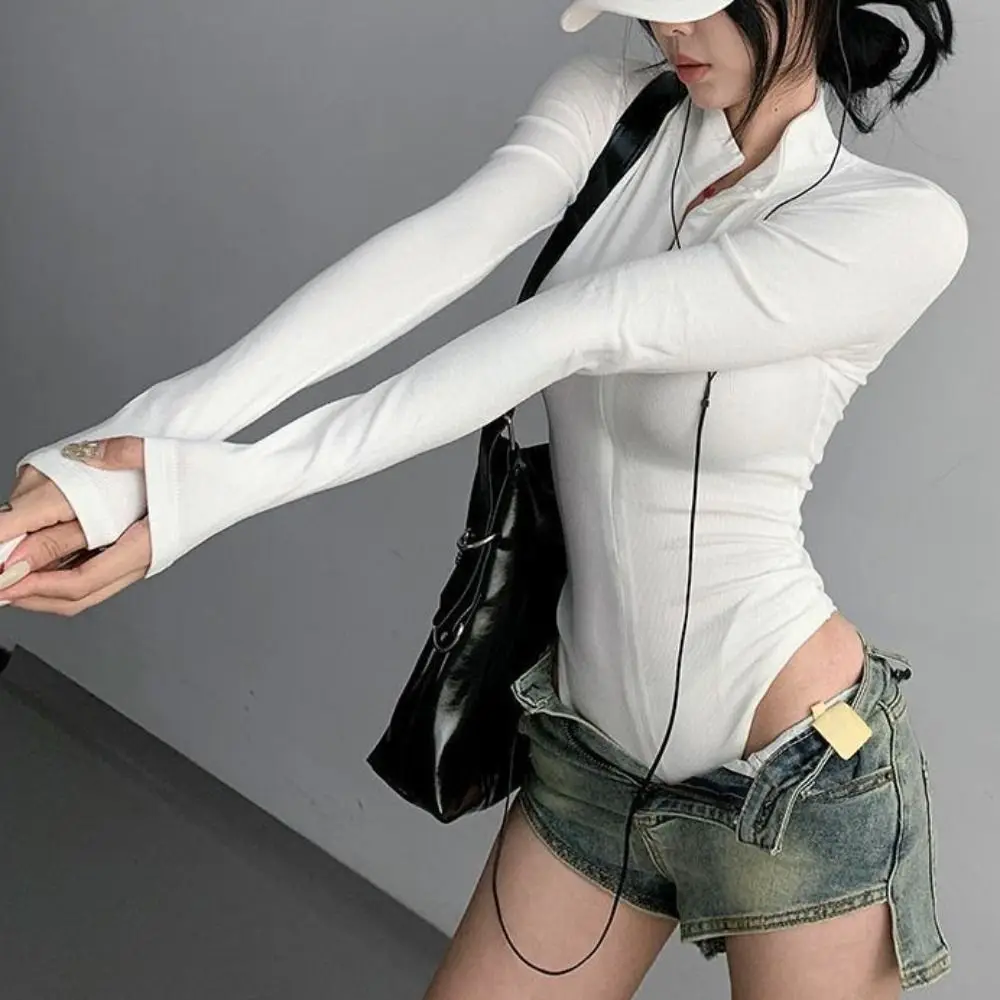 

Simple Underwear Slim Fit Shapewear Zipper Long Sleeve Seamless Bodysuits Stand Collar Bottoming Shirt Slimmer Body Shapers Gym