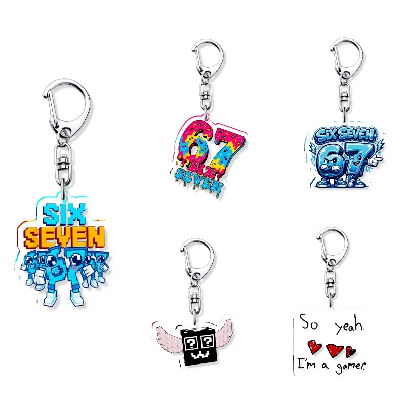 

Steal a Brainrot Number 67 Character Acrylic Keychain Cute Game Character Pendant Keyring Fan Bag Charm New Pendant Pixel Style