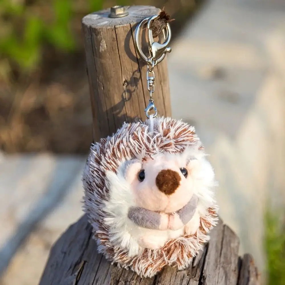 Cute Hedgehog Pattern Hedgehog Keychain Stuffed Animals Toys Flannel Bag Pendant Keyring Handbag Keyring Alloy Stuffed Keychain