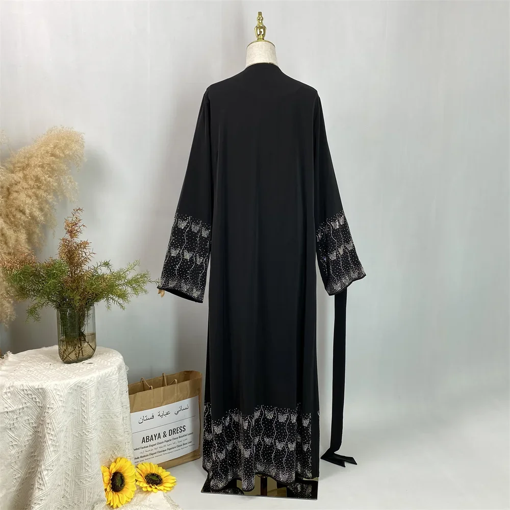 Luxe dubaï Abaya diamants femmes musulmanes Kimono Cardigan Robe arabe Robe de soirée Eid Maroc Caftan Kebaya Ramadan Abayas Jalabiya