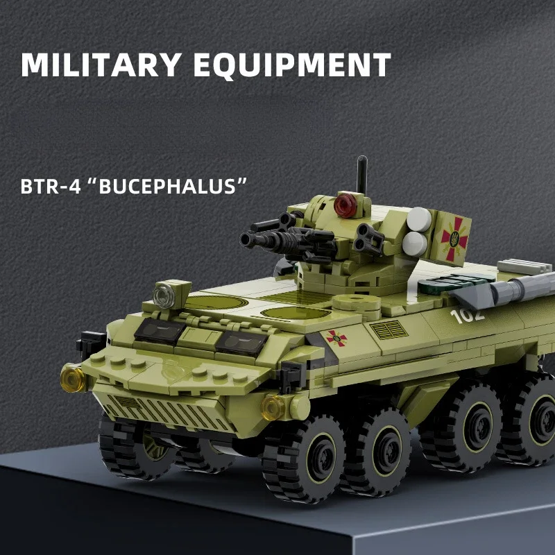 MOC Battlefield Tank BTR-4 Infantry Fighting Vehicle Armored Vehicle Anti-aircraft Building Block Brick Educational Toy