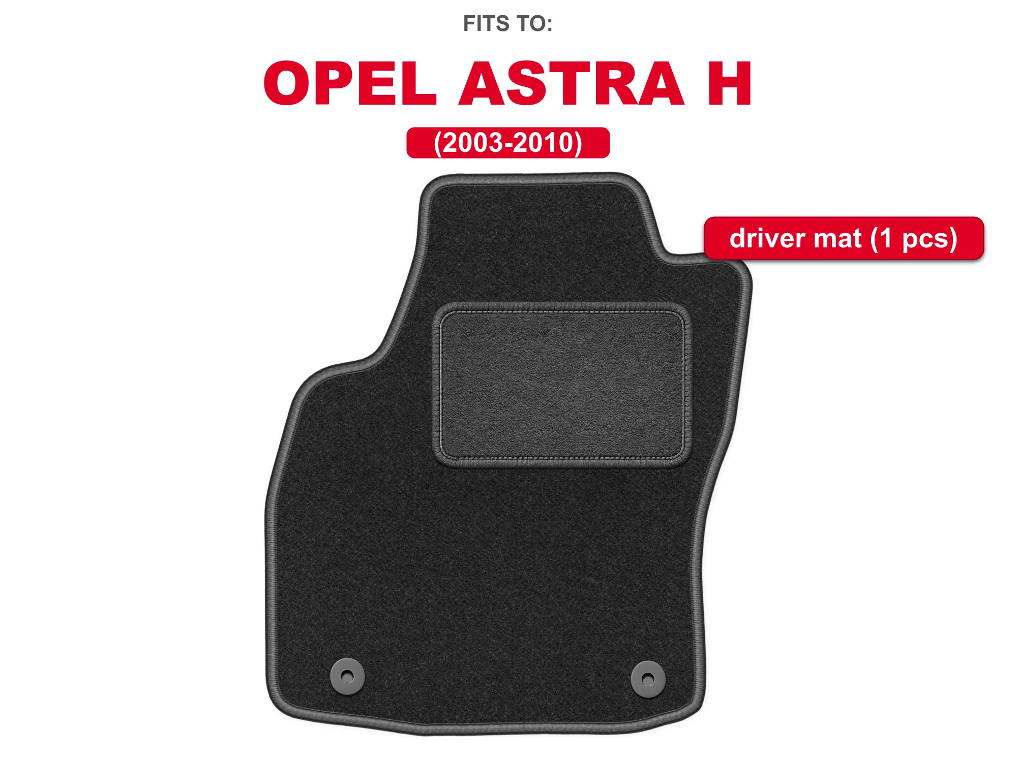 Grafietkleurig velours bestuurderskleed voor: Opel Astra H 2003-2010