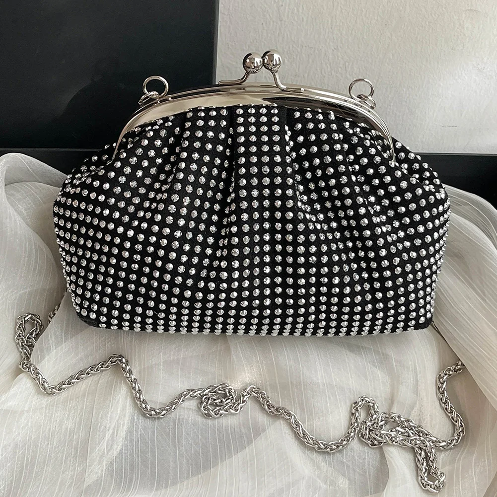 

Women Evening Clutch Bag Fashion Rhinestones Evening Bags Chain Strap Shiny Shoulder Bag Elegant Handbag Wedding Party Bag