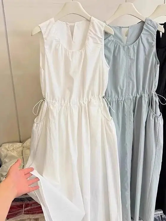 

plus Size Summer Casual Long Dress Women's Sleeveless Vest Dress Slimming Waist Design Comfortable Loose Fit A-Line Skirt