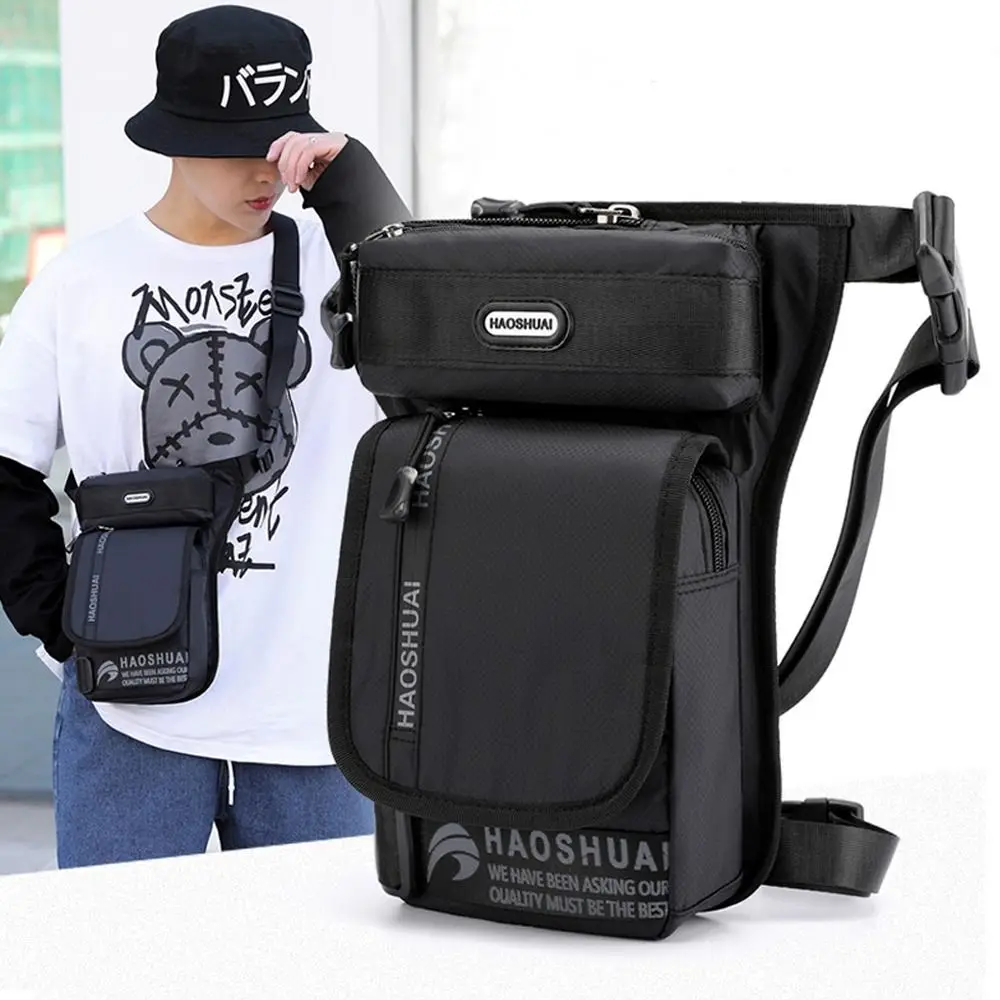 Travel Waterproof Nylon Messenger Bag Motorcycle Rider Drop Leg Bag Waist Pack for Men Bum Belt Fanny Pack Thigh Bag