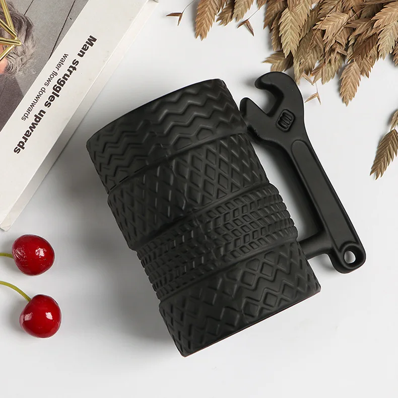Creative Coffee Mug Large Capacity Ceramic Cup Personality Tire Shaped Cup Novelty Tea Milk Mug Water Bottle Drinkware Gift
