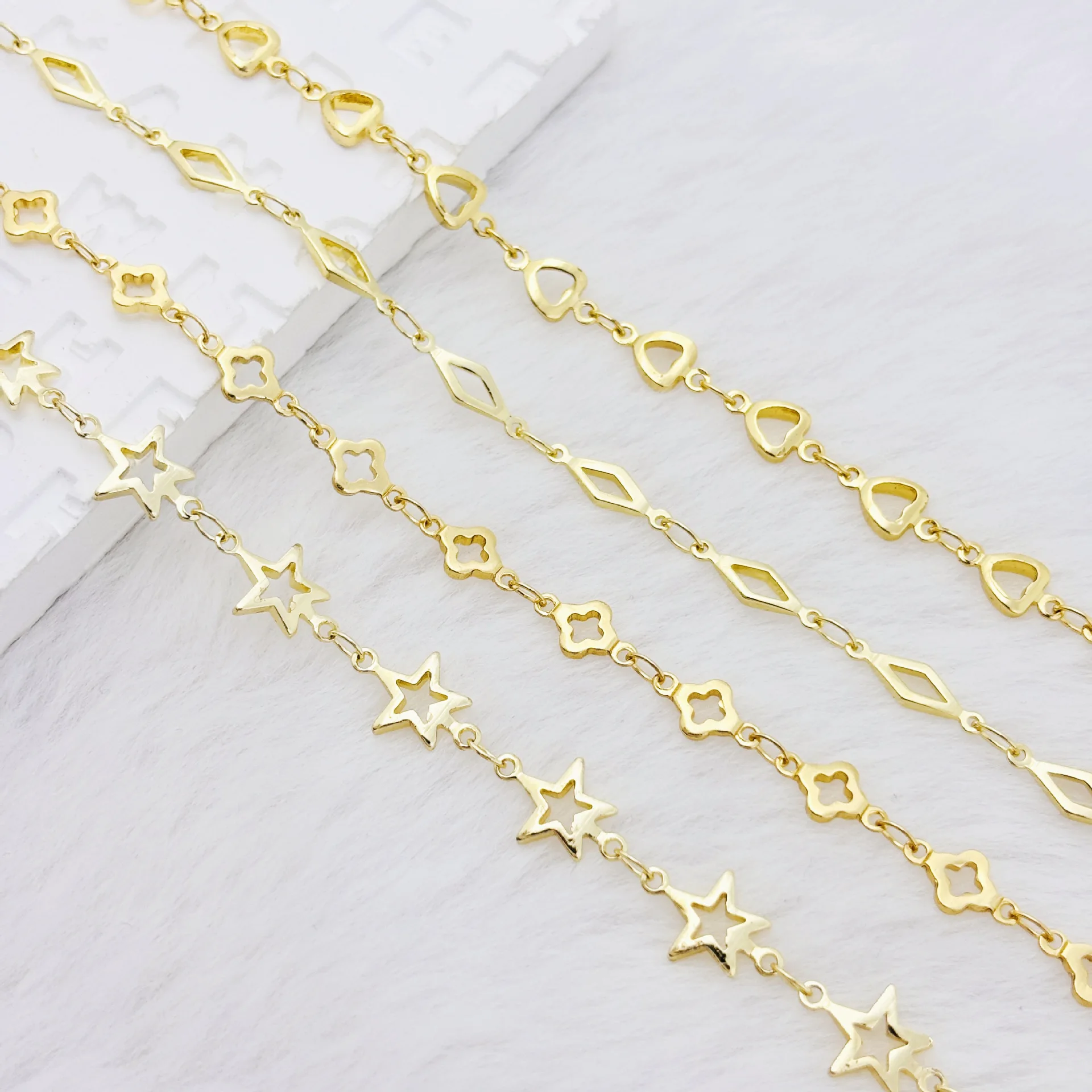 1M New Gold Plated 4 Styles Copper Link Chain Handmade Bracelet Necklace Jewelry Accessories DIY Clothes Bag Decoration Supplies