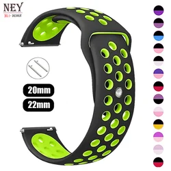 Pulseira de relógio Hole Sport em silicone, 22mm, 20mm, ajustável para relógio Samsung Galaxy, ativo 2, Huawei GT 4-3-2, 7-FE-6-5-Pro-4-Classic