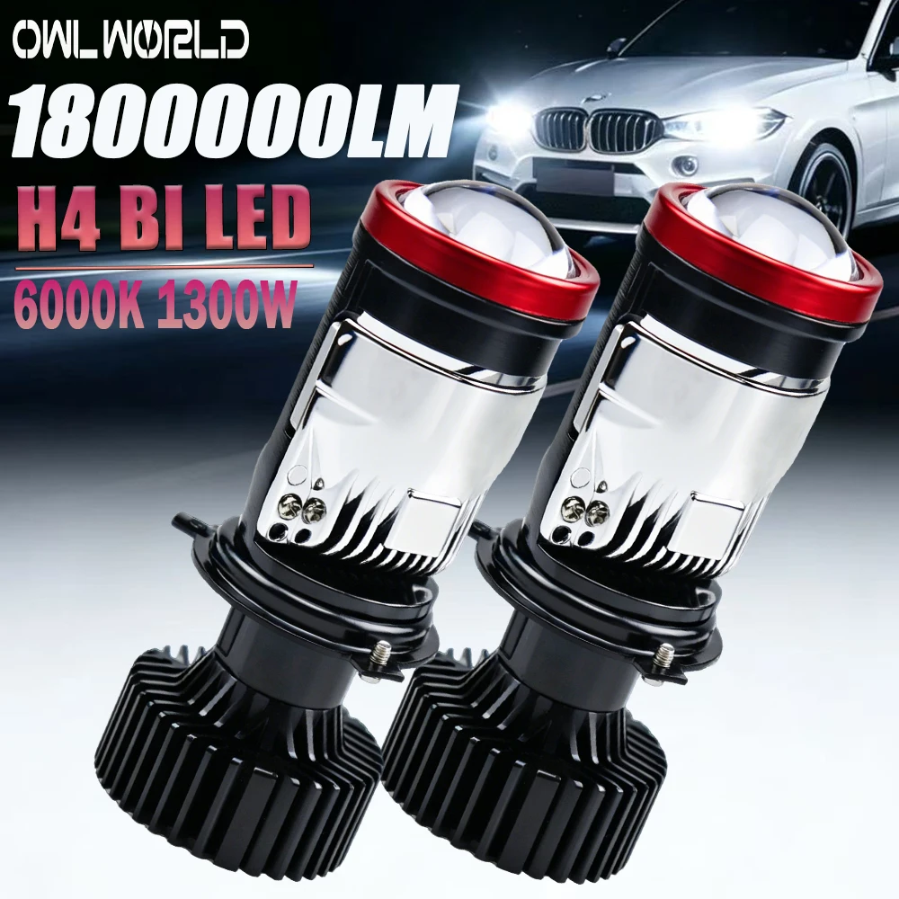 Ampoule H4 LED Mini Projector Lens 1800000LM 6000K High Low Beam Turbo Fan Auto Headlamp12V High Power Motorcycle Bulb Plug&Play