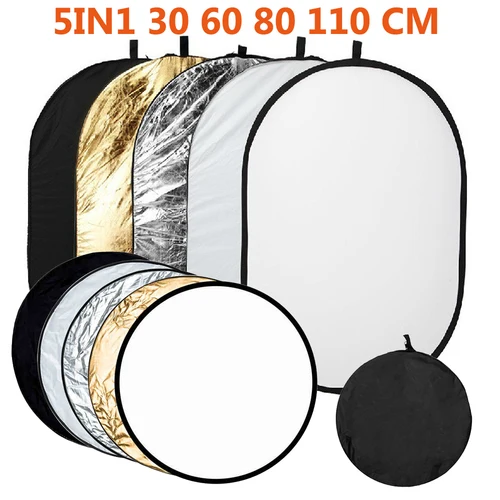 Imagen 1 del producto Reflector redondo 5 en 1 para fotografía, difusor de luz para estudio fotográfico, accesorio portátil, 110/80/60/30CM, 12 pulgadas