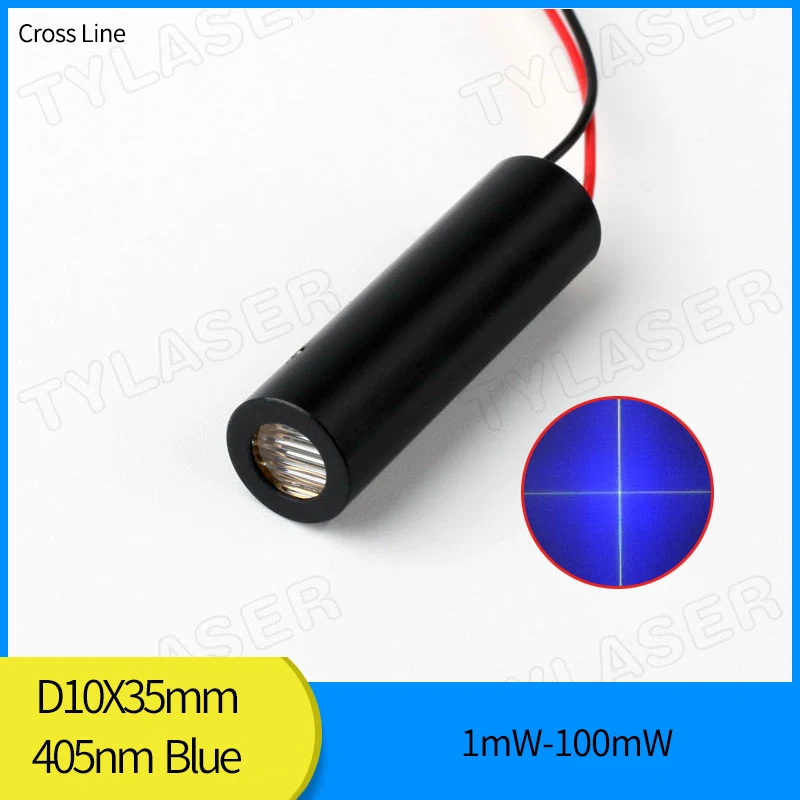 High End D10x35mm 405nm Violet Blue Cross Line Laser 10mW 30mW 50mW 100mW Laser Module Industrial Grade Cutting Positioning