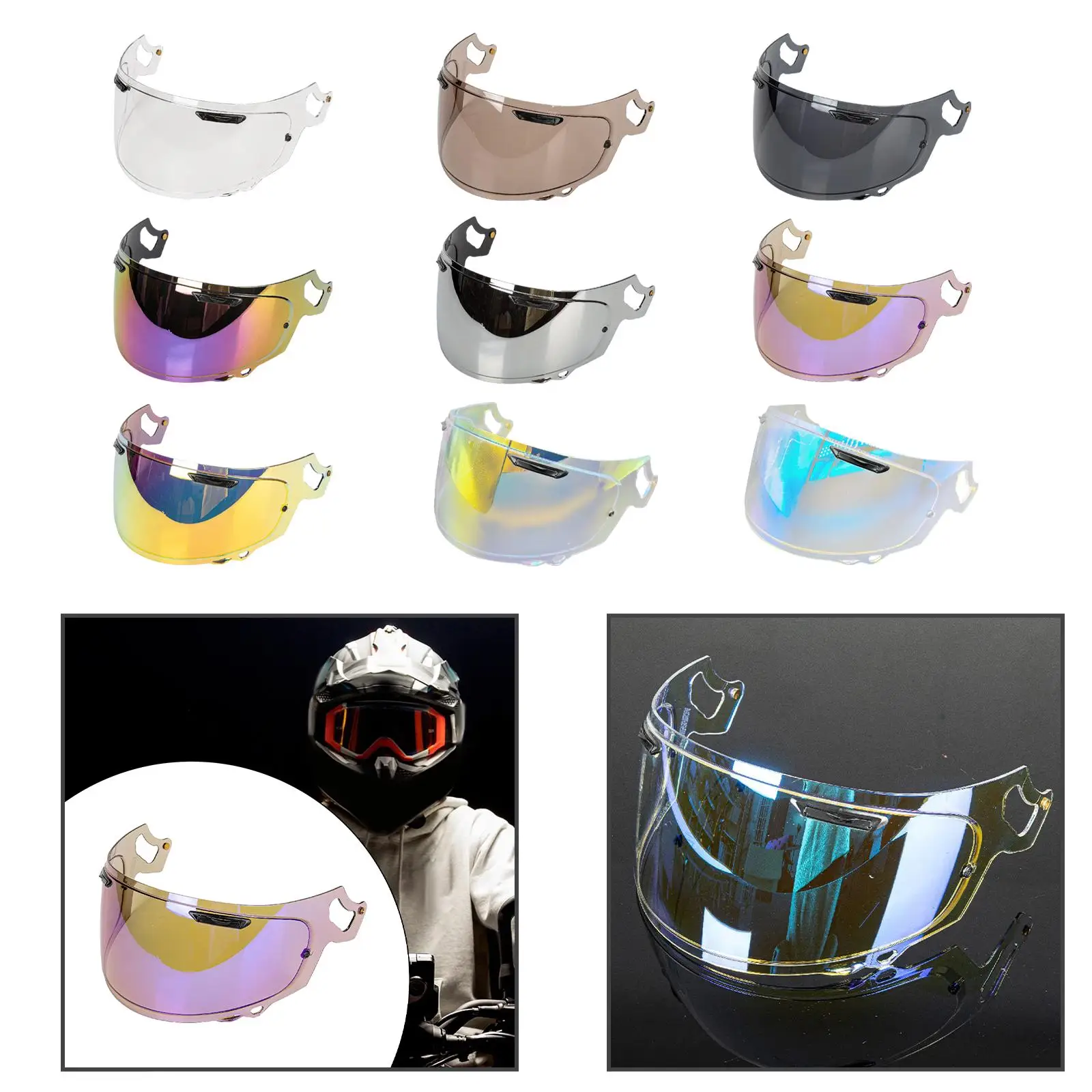 Motorcycle Helmet Wind Shield Lens Replacement Visor Shield Clear View Rain Fog Safe Riding Easy Install Universal 5
