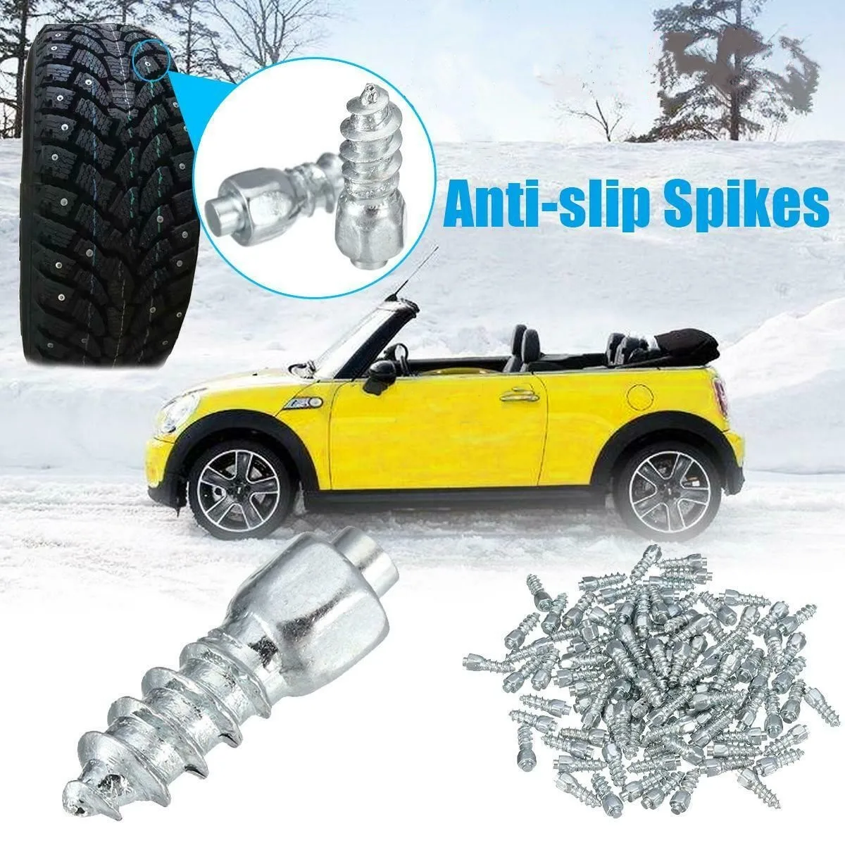 500/400/100Pcs 12mm/9mm Tire Studs Carbide Screw Spikes Anti-Slip Anti-ice with Tool Car Tire Stud for Car/SUV/ATV/UTV