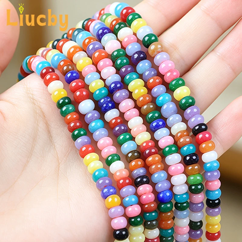 Mixed Color Rondelle Abacus Stone Spacer Beads Polished Loose Beads DIY Bracelet Necklace Earring Jewelry Beading Craft Supplies