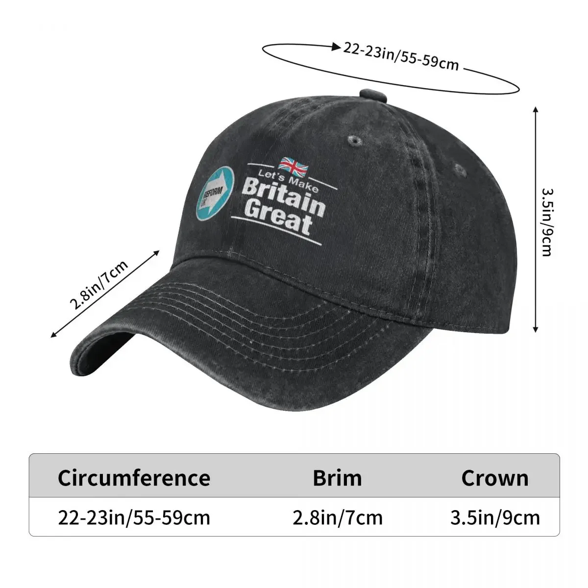 Reform UK Let's Make Britain Great Baseball Cap Casual Women Men Hip Hop Dad Hats Designer Outdoor Sun Snapback Cap Gift