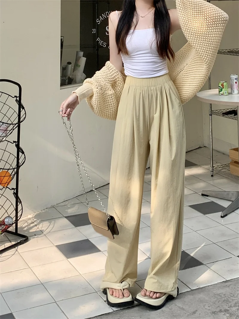 Loose Suit Pants For Women In Summer Shake Pants Casual Pants Drape High Waist Straight Wide Leg Pants