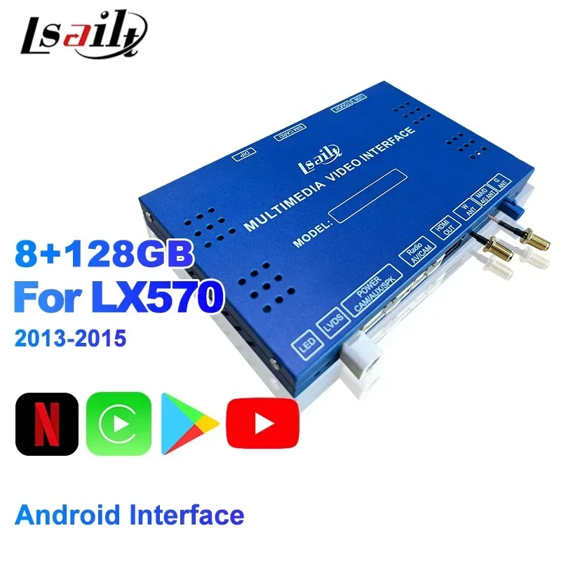 

2025Lsailt 8+128 GB Android Multimedia Interface Box for Lexus LX570 2013-2015 with Android 11, Qualcomm, NetFlx, Wireless CP