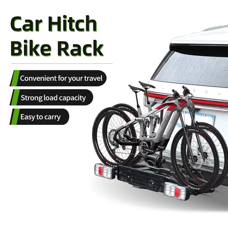 Car Hitch Bike Rack Aluminum Alloy 2 Bicycles Mount Rear Hitch with Licence Plate