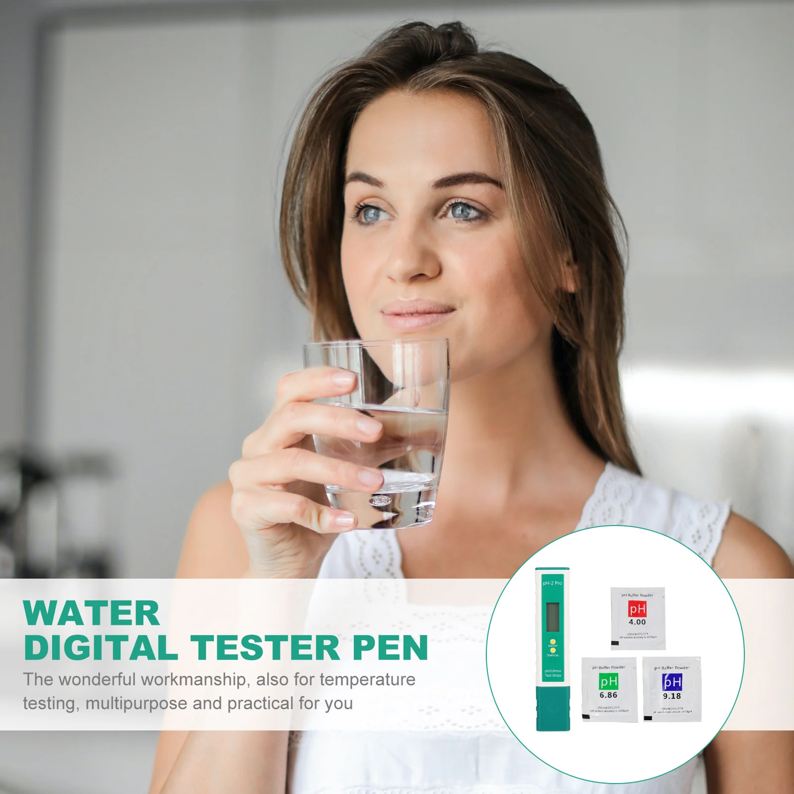 

1Set Water Quality Tester Pen Digital PH Tester Pen for Pool Aquarium Drinking Water Temperature High Accuracy