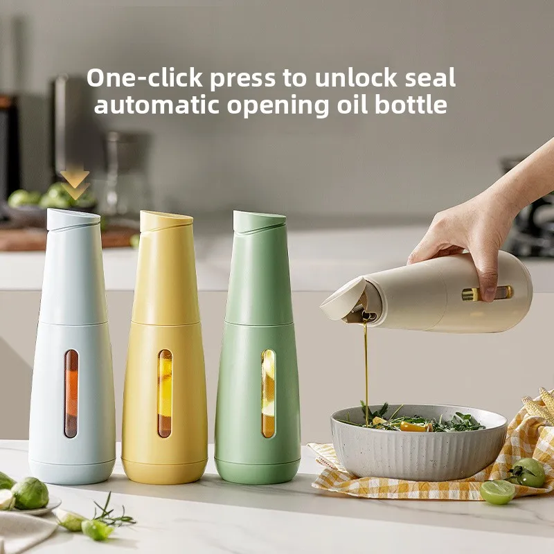 470ml Auto-Seal Glass Oil Dispenser - Kitchen Bottle with Scale, Drip-Free for Cooking Oil/Vinegar/Soy Sauce