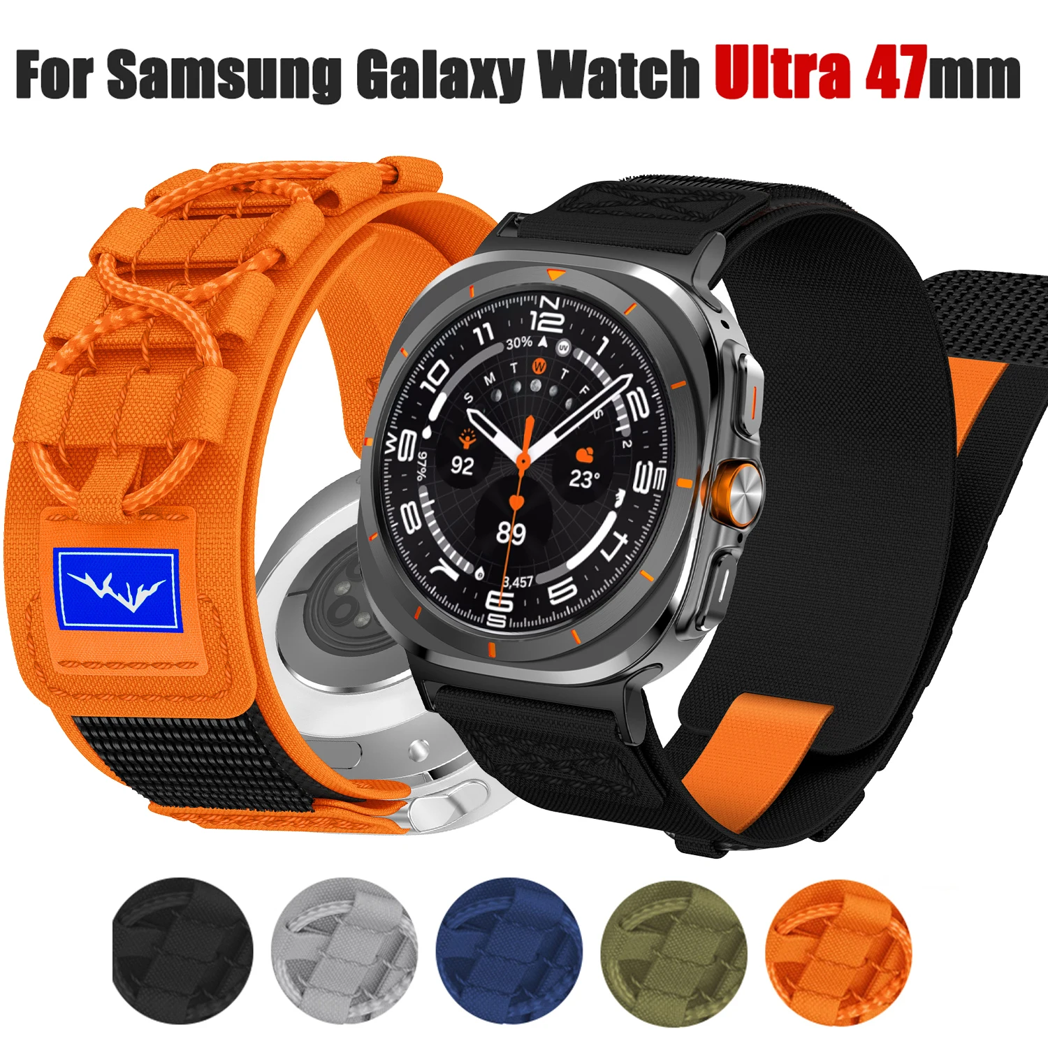 Tactical Nylon Loop Strap For Samsung Galaxy Watch Ultra 47mm Sport Band Bracelet For Galaxy 7 Ultra 47mm Replacement Wrist Belt