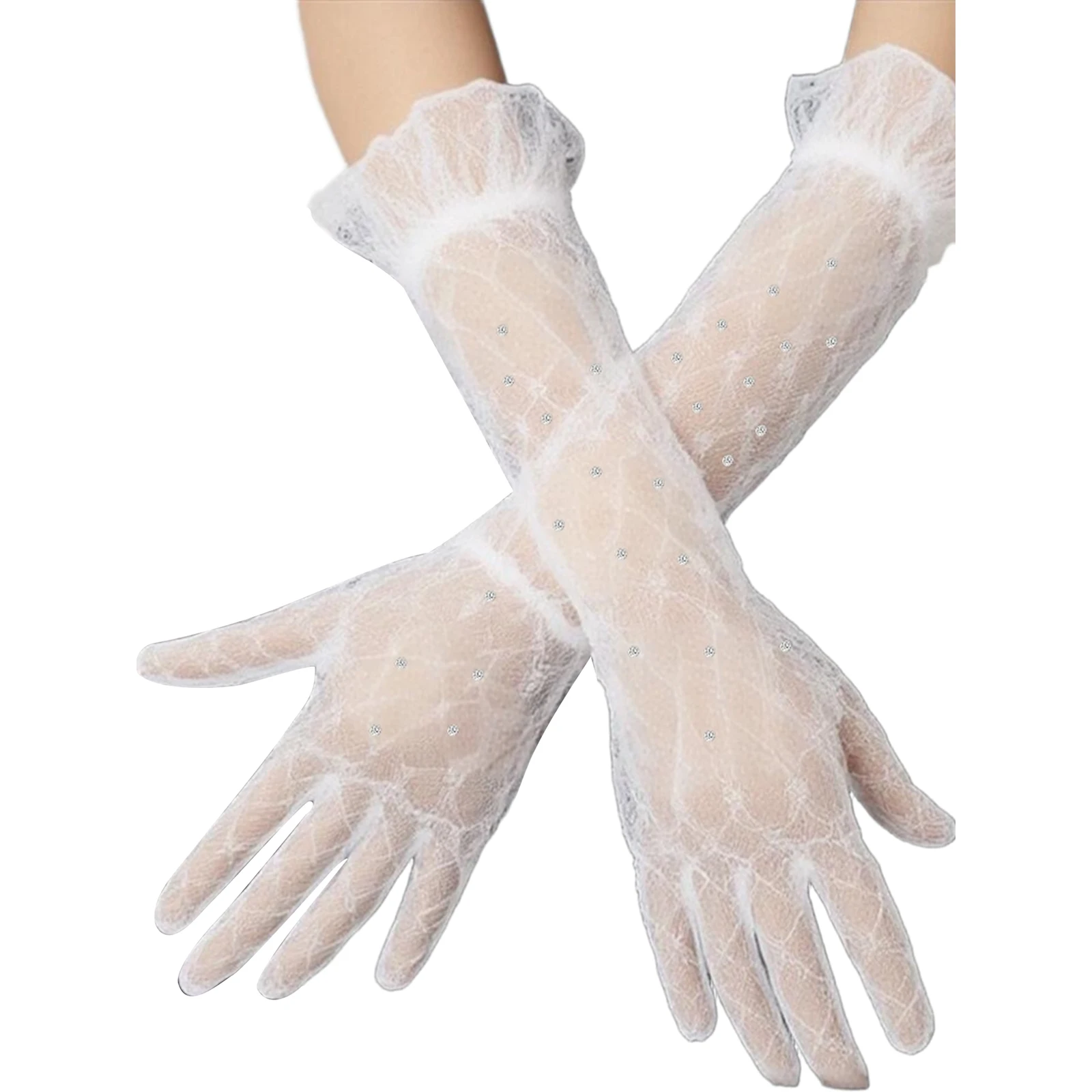 Children Princess Gloves for Girls Festival Elegant Lace Long Gloves Roleplay Costume Theme Party Accessory Performance Mittens