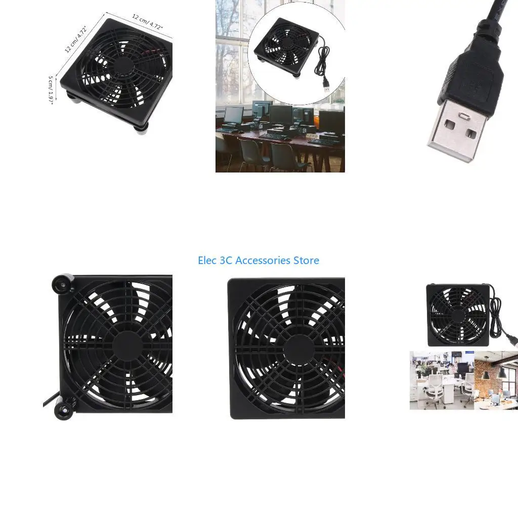 Y51A Router Fan DIY Cooler Box Case Fan Cooling Silent Quiet 5V USB Power
