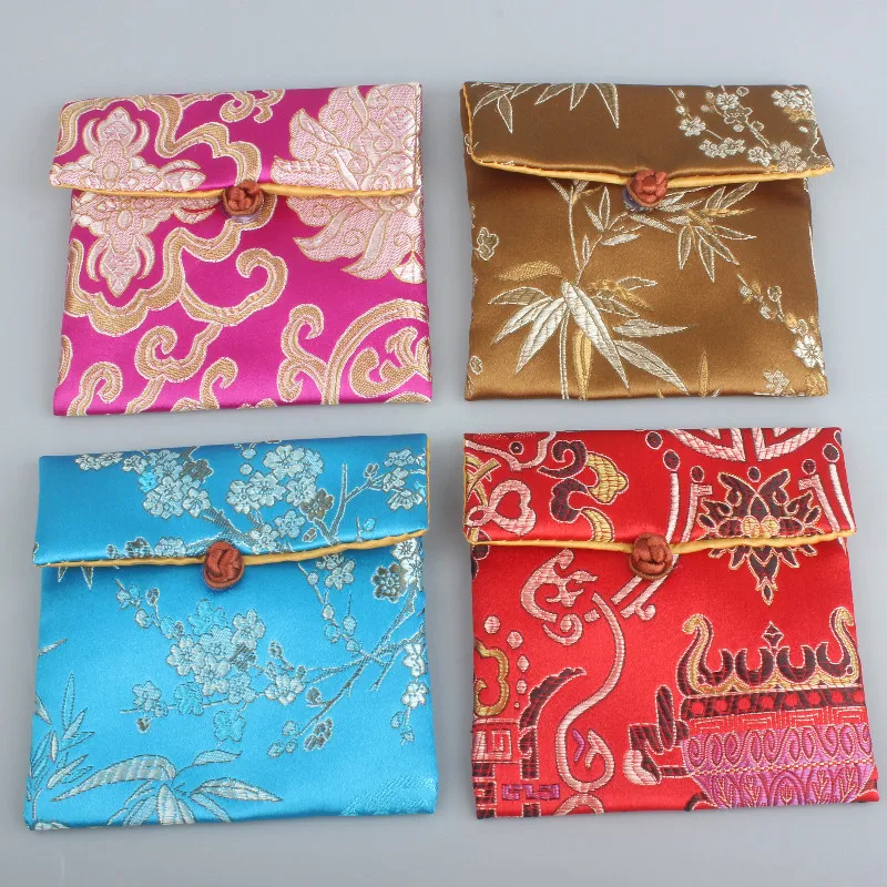 

5pcs Bracelet Necklace Jewelry Bags Small Silk Brocade Pouches Chinese knot Packaging Women Coin Purses