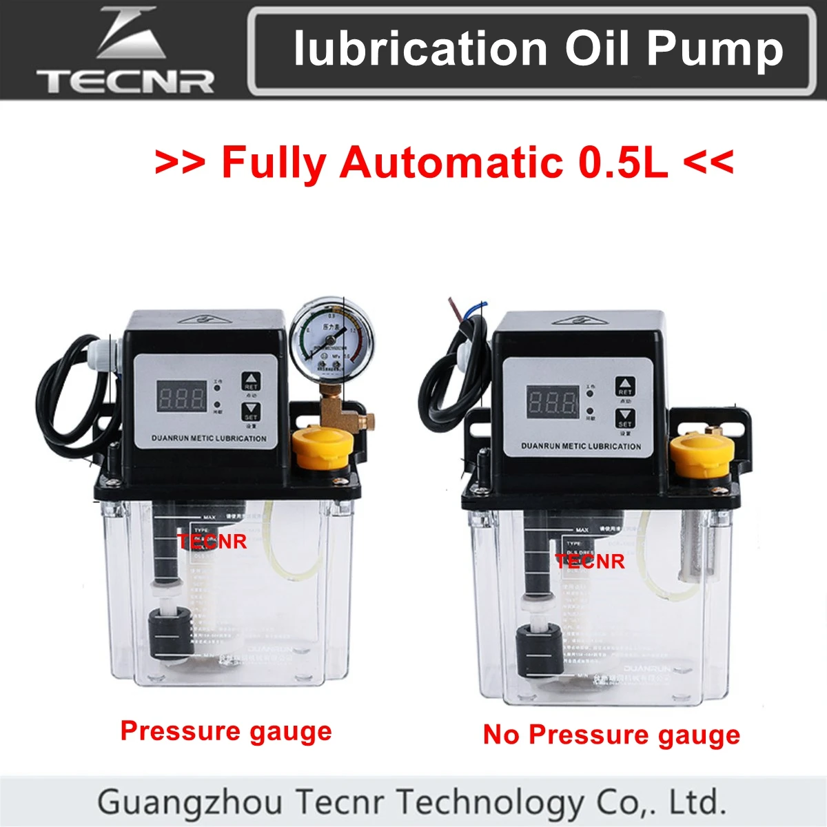 

TECNR Fully Automatic Lubricating Oil Pump 0.5L Liters With Pressure Gauge 220V CNC Electromagnetic Lubrication Pump