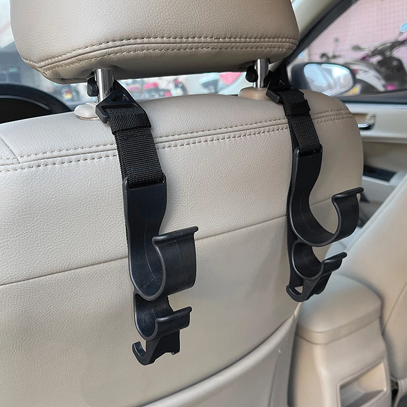 New 2Pcs Car Back Seat Hook Multifunctional Rear Headrest Hook Holder Adjustable Umbrella Trunk Mount Auto Interior Accessories