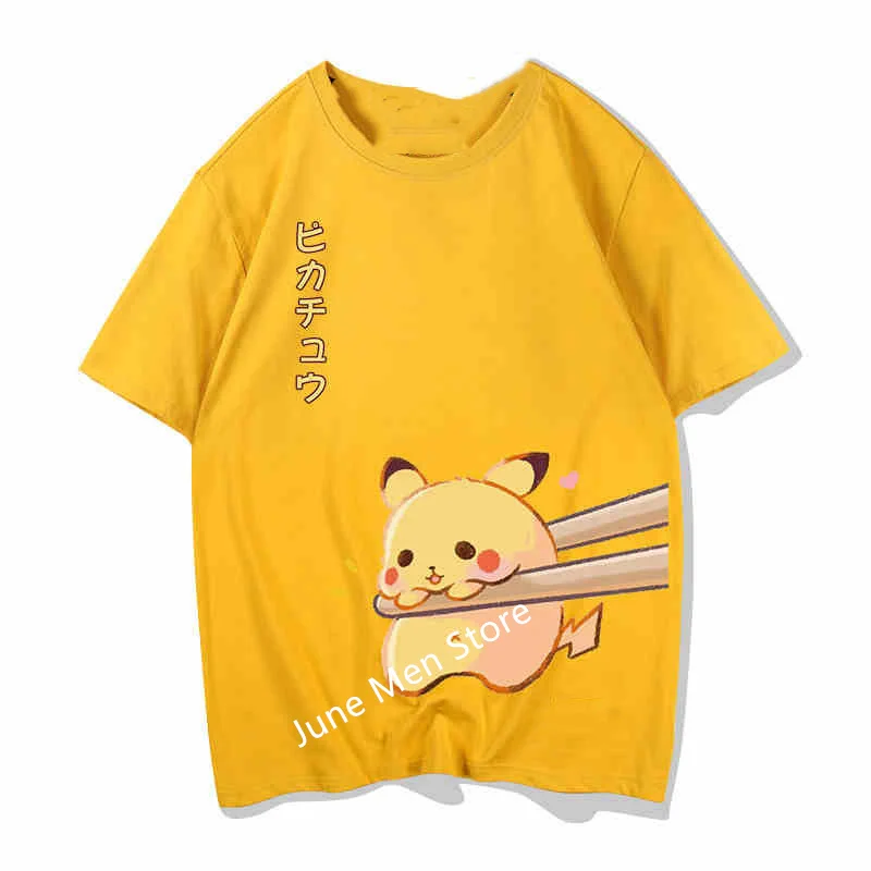 (Uniqlo）Pokemon Couple Short Sleeve Cartoon Pikachu Can Da Duck Summer T-Shirt Cute Men And Women Couples Y2K Summer T-shirts