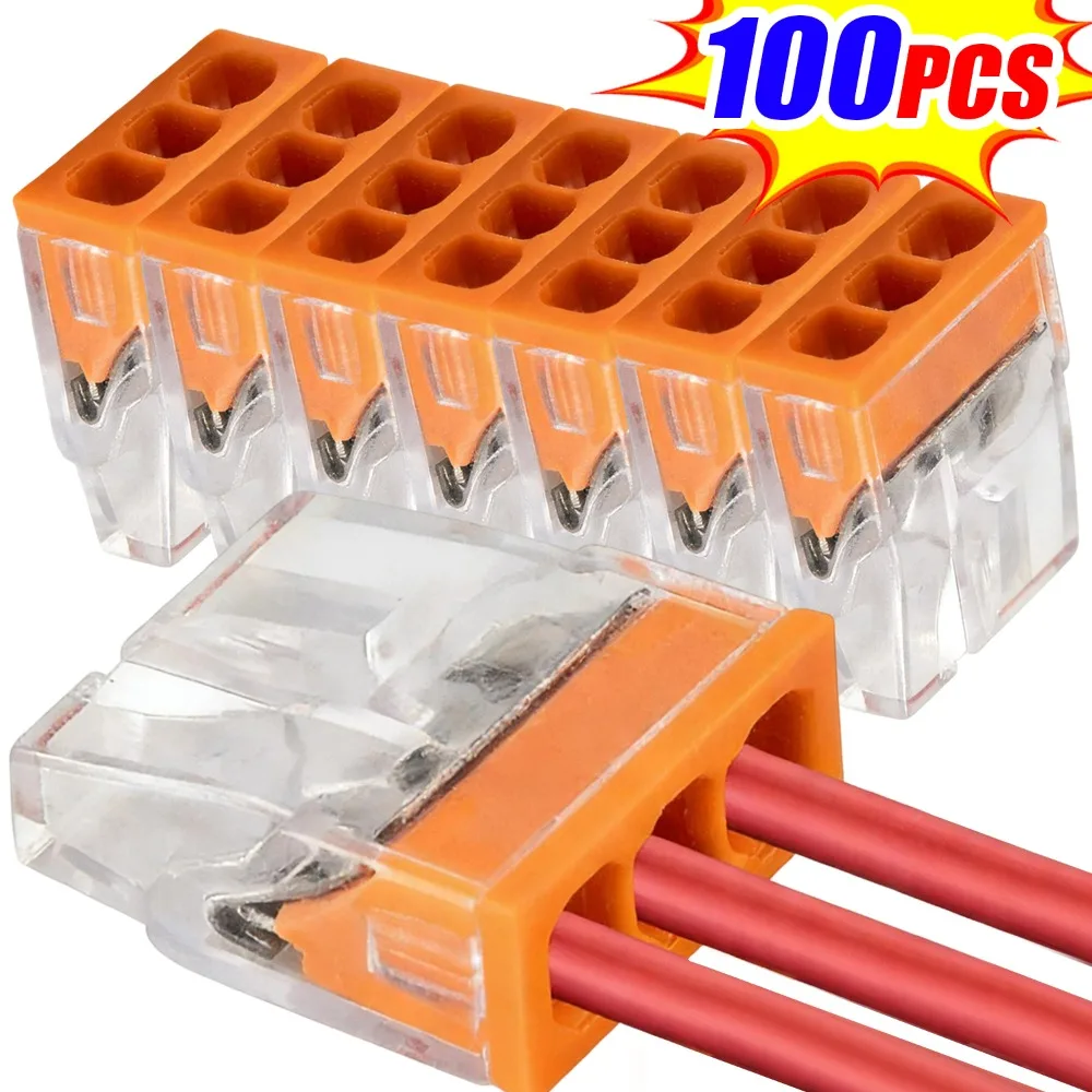 

Автоматический соединитель проводов 1 вход 2 выхода, универсальный компактный разветвитель, клеммный блок для электрических кабелей, 24А 450В, для жестких проводов 0.5-2.5мм²