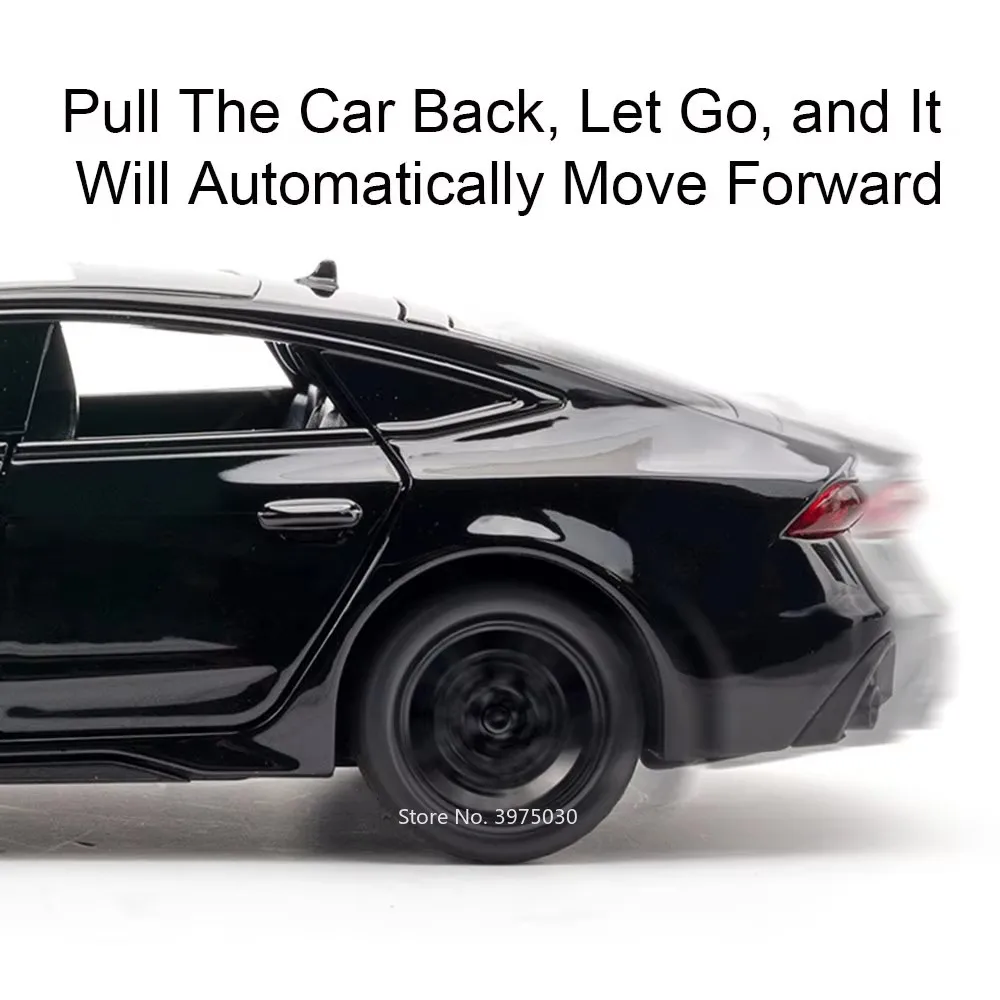 合金ダイキャストカーモデルおもちゃ、オープンサウンド、ライトプルバック、ラバータイヤ、子供向けギフト用ミニチュア車両、rs7、rs6、1:32