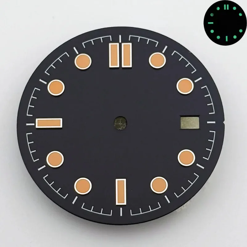 Seamaster Diver 300M 31MM Vintage-Uhrenzifferblatt in Schwarz mit Zeigern, C3lumiouns, geeignet für NH34 NH35 NH36 Automatikwerk-Modifikation