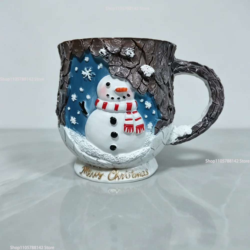 New Christmas Themed Creative Hollow Tree Trunk Coffee Cup 3D Decorative Bottle,Cute Snowy Vase Style Drinking Home Decor