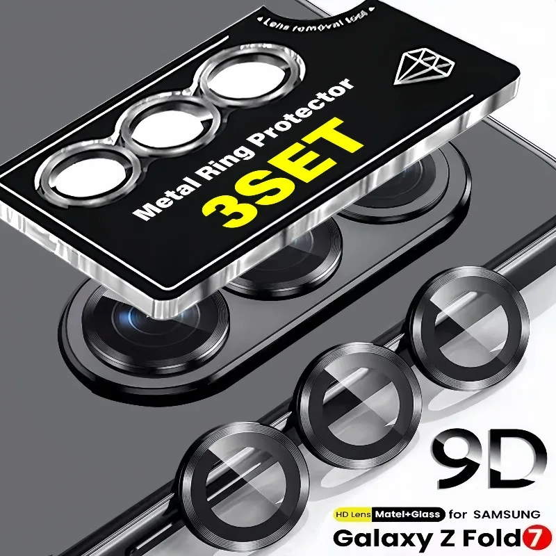 For Samsung Galaxy Z Fold 7 Camera Lens Protector Individual Metal Ring Tempered Glass Lens Cover HD Film for Z Fold7 Protector