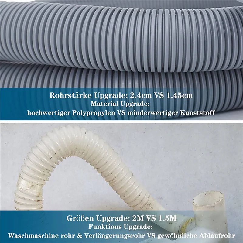 

【New-Sale】2X Drain Hose Extension For Washing Machines,2M Drain Hose Universal Washing Machine Hose,Dishwasher Extension