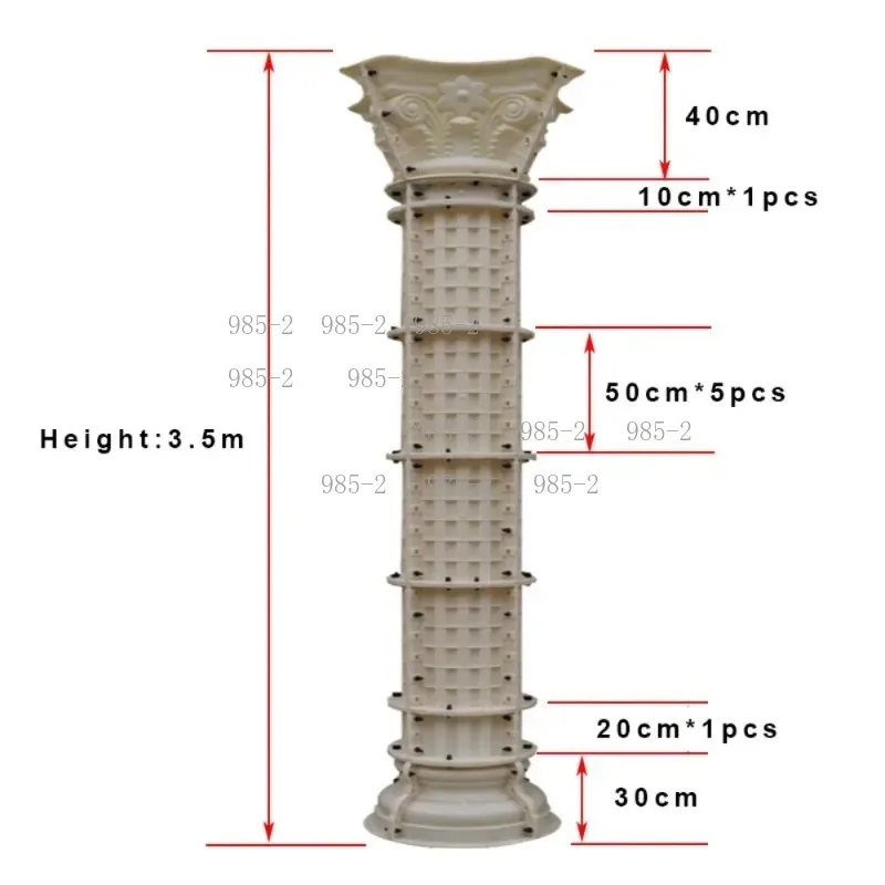 Outdoor Building Roman Column Mold, ABS Plastic Concrete Casting Top Column Mould