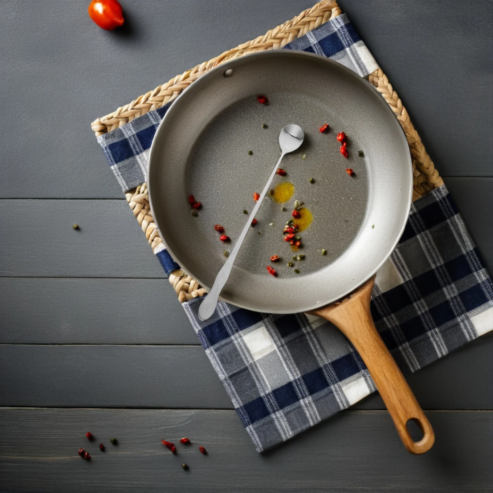 

Stainless Steel Long Handle Spoon Round Oil Ladle Hot Pot Soup Serving Silver 26cm Kitchen Cooking Utensils Coffee Stirring