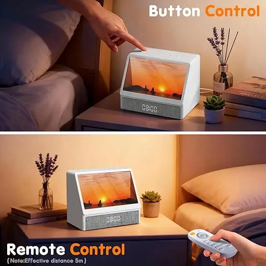 Sunrise Wake Up Alarm Clock Remote Sunset LED Bedside Lamp White Noise Sleep Aid Bedroom Home Decor Gift Box Set - view 6