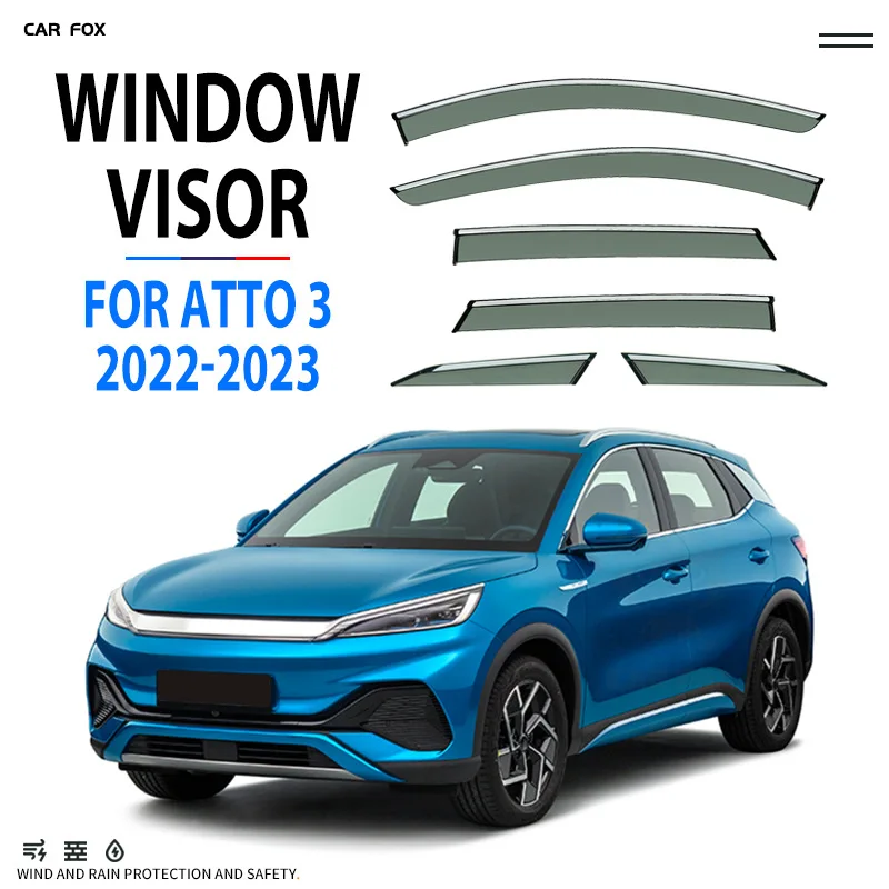 For BYD Yuan plus EV 2016+ ATTO 3 2022-2023 Window Visor Rain Guard Weather Shield Wind Guard Deflector Car Accessories Shelters