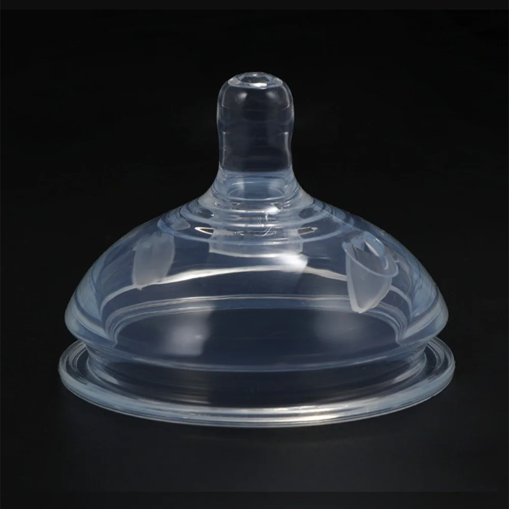 Mamilo de silicone líquido de pescoço largo de alta qualidade Mamilo de bebê Alimentação de bebê Silicone de mamadeira 2 peças