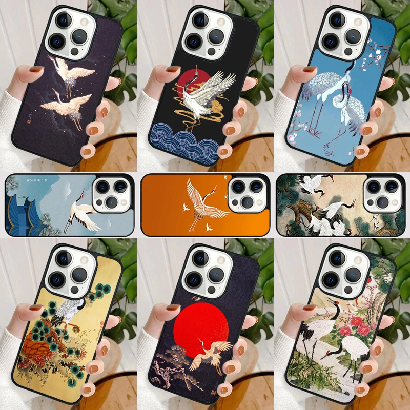 Red-crowned Crane Bird Phone Case For iPhone 16 15 SE2020 14 Max 6 7 8 Plus 11 12 13 Pro Max Mini Phone Cover coque