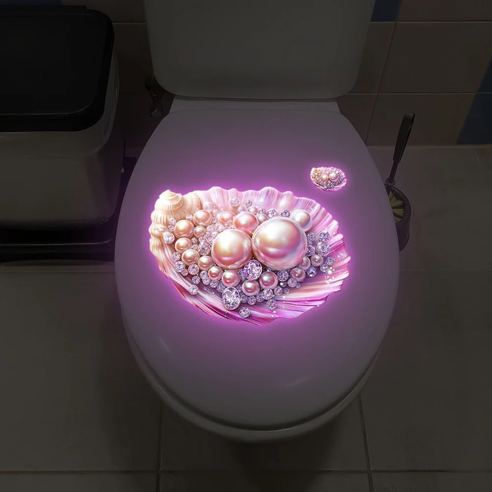Bathroom Decor Pearl Shell Sticker Self-adhesive Backing Waterproof Material Luminous Pearl Finish Luminous Pearl Shell Stickers