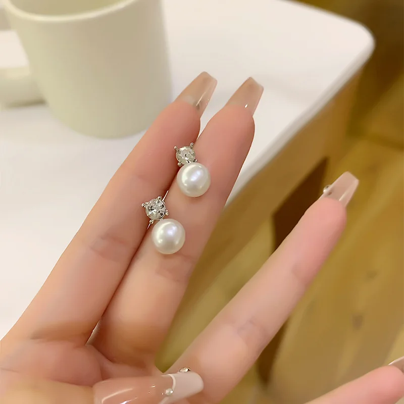 Exquisite Pearl Sparkling Zirconia Earrings No Hole Ear Clips Pearls Clip Earring Without Piercing Minimalist Earrings CEk452