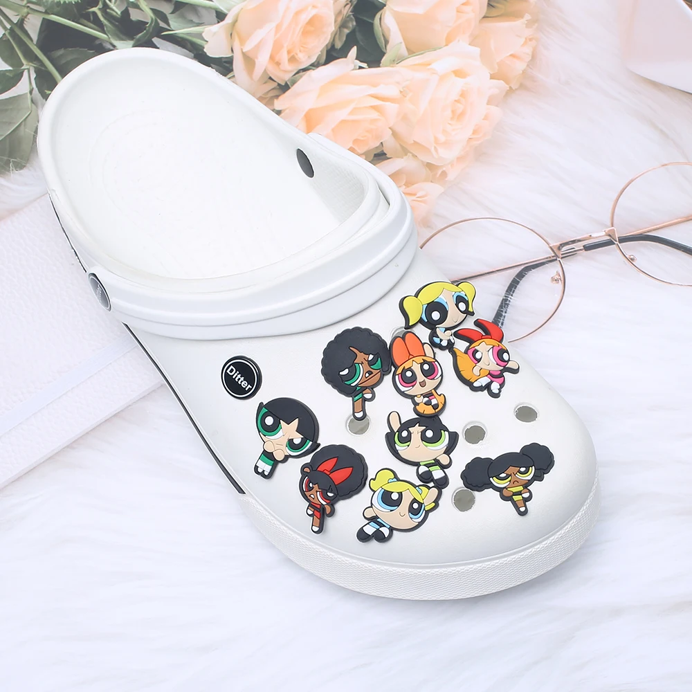 Bestseller 18-100 Stück Potdemiel Cartoon Fliegendes Mädchen Serie PVC Schuhzubehör DIY Abnehmbare Wasserdichte Schuhdekoration Geschenke – Detail 11